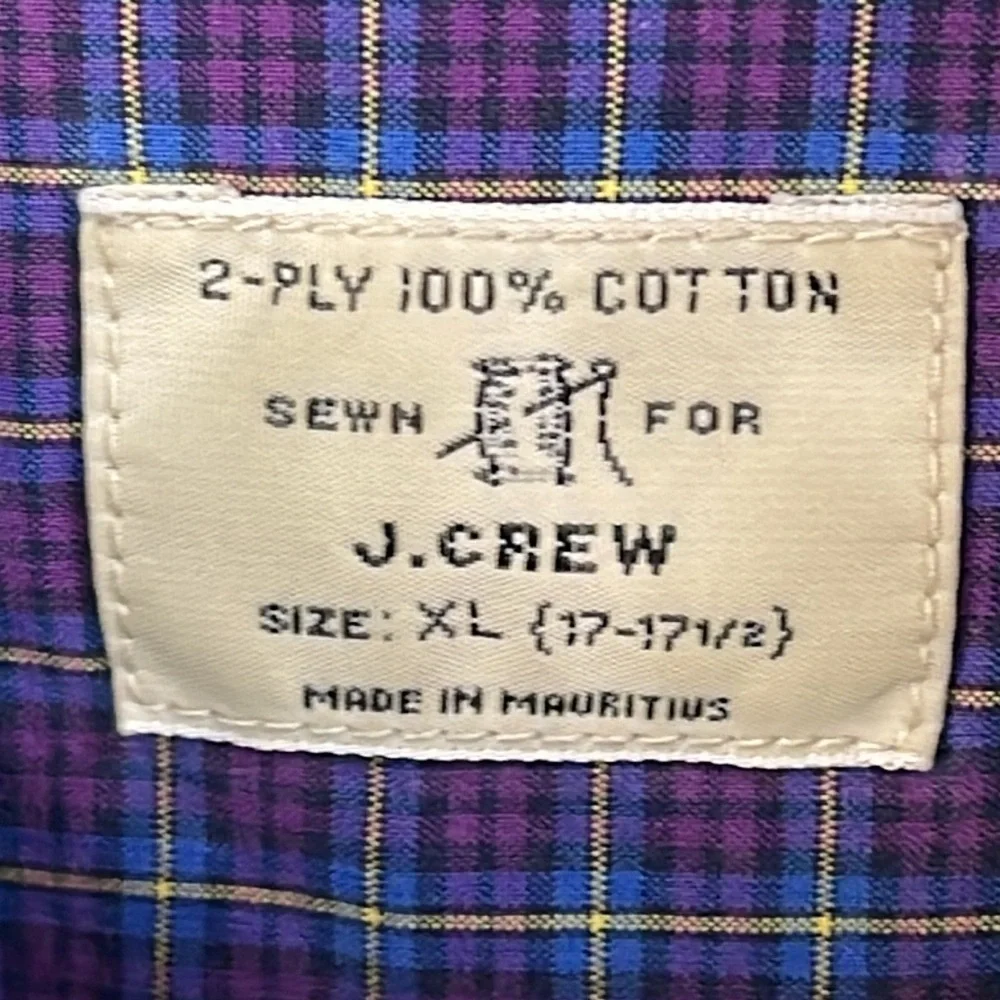 J. Crew  100%cotton shirt men’s‎ XL. (17-17.5) purple button-down long sleeve